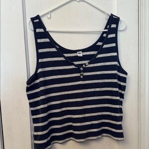 💙 Old Navy Navy and White Striped Tank Top Sz XL